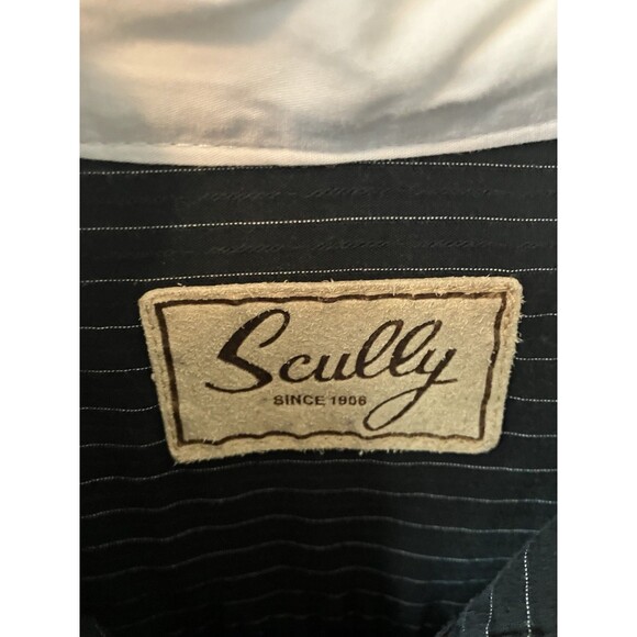 Scully Western Henley Shirt Mens Size XXL Banded Collar 1/4 Button Black White - Picture 5 of 7